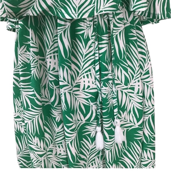 Japna Boho Green White Tropical Maxi Dress Size Medium New - Picture 7 of 9
